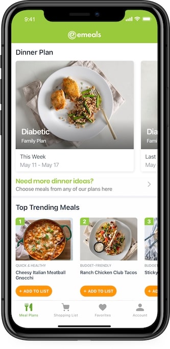 eMeals App Diabetic Diet