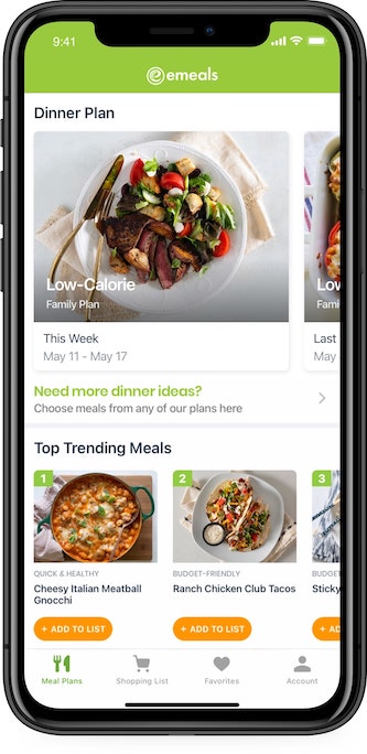 eMeals App Low Calorie Diet Plans