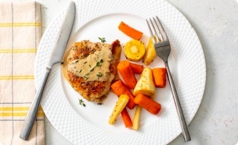 Creamy Mustard Pork Chops with Carrots