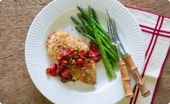 Parmesan-Basil-Crusted Chicken with Tomato