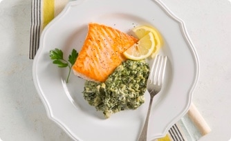 Salmon with Creamy Spinach and Artichokes