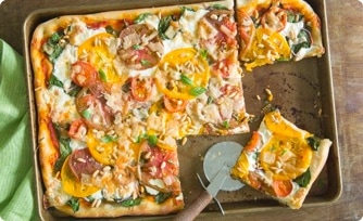 Sheet Pan Spinach-and-Pine-Nut Pizza
