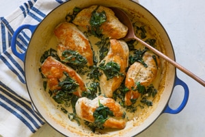 Skillet Chicken with Spinach Cream Sauce