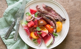 Grilled Steak with Tomato-Watermelon Salad