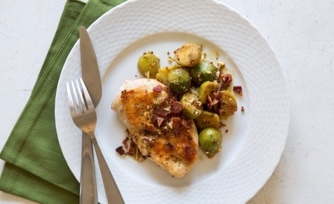 Skillet Chicken with Bacon-Brussels Sprouts
